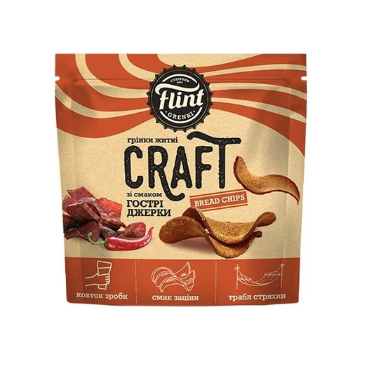 Rye-wheat toasts 100 g Flint Craft Grenki with flavor Spicy jerky wavy m/pack